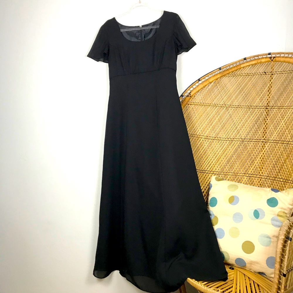 Stageaccents Long Black lined cap sleeve formal 10